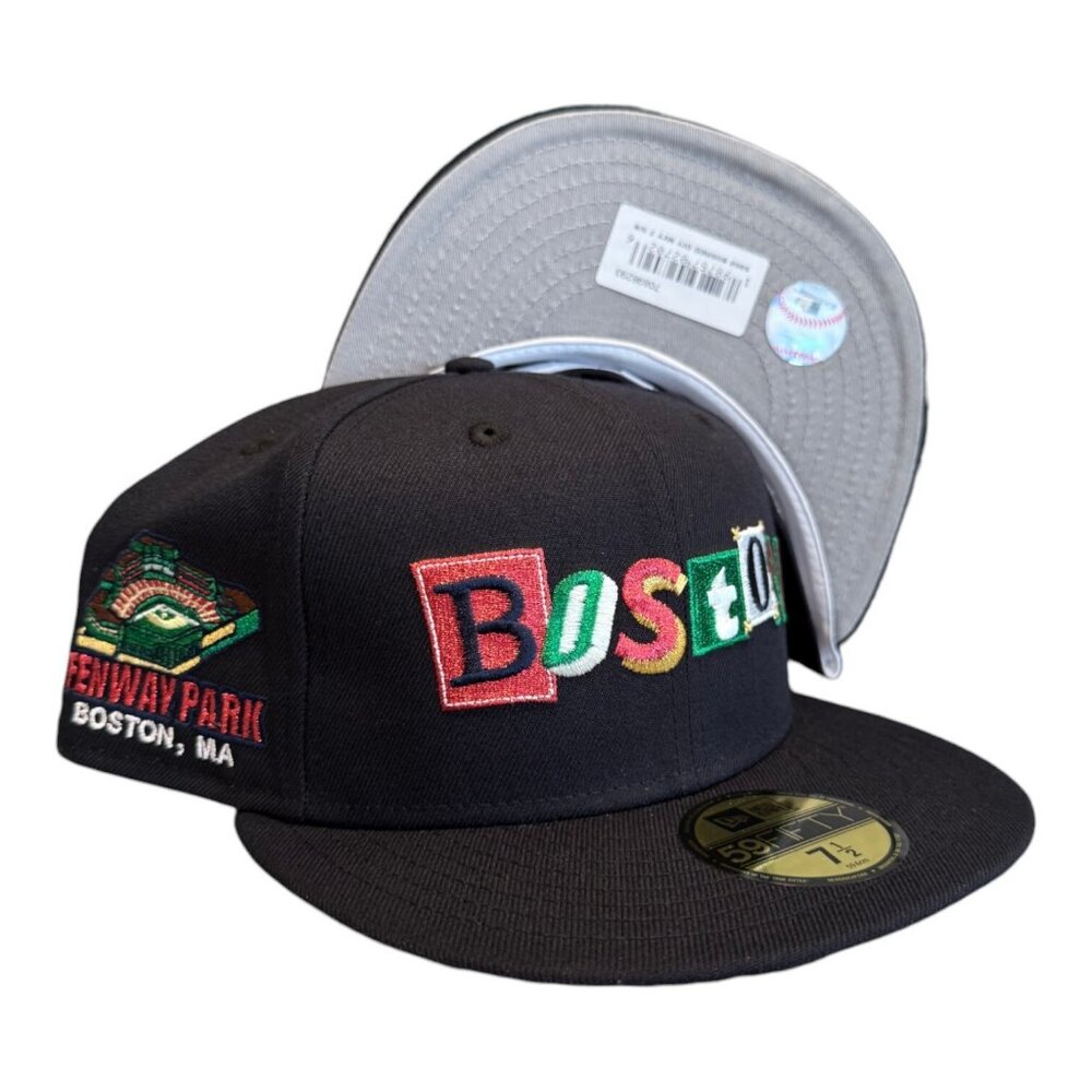 New Era Boston Red Sox 59FIFTY Fitted Hat Black DIY Note Pack Navy 7 5/8